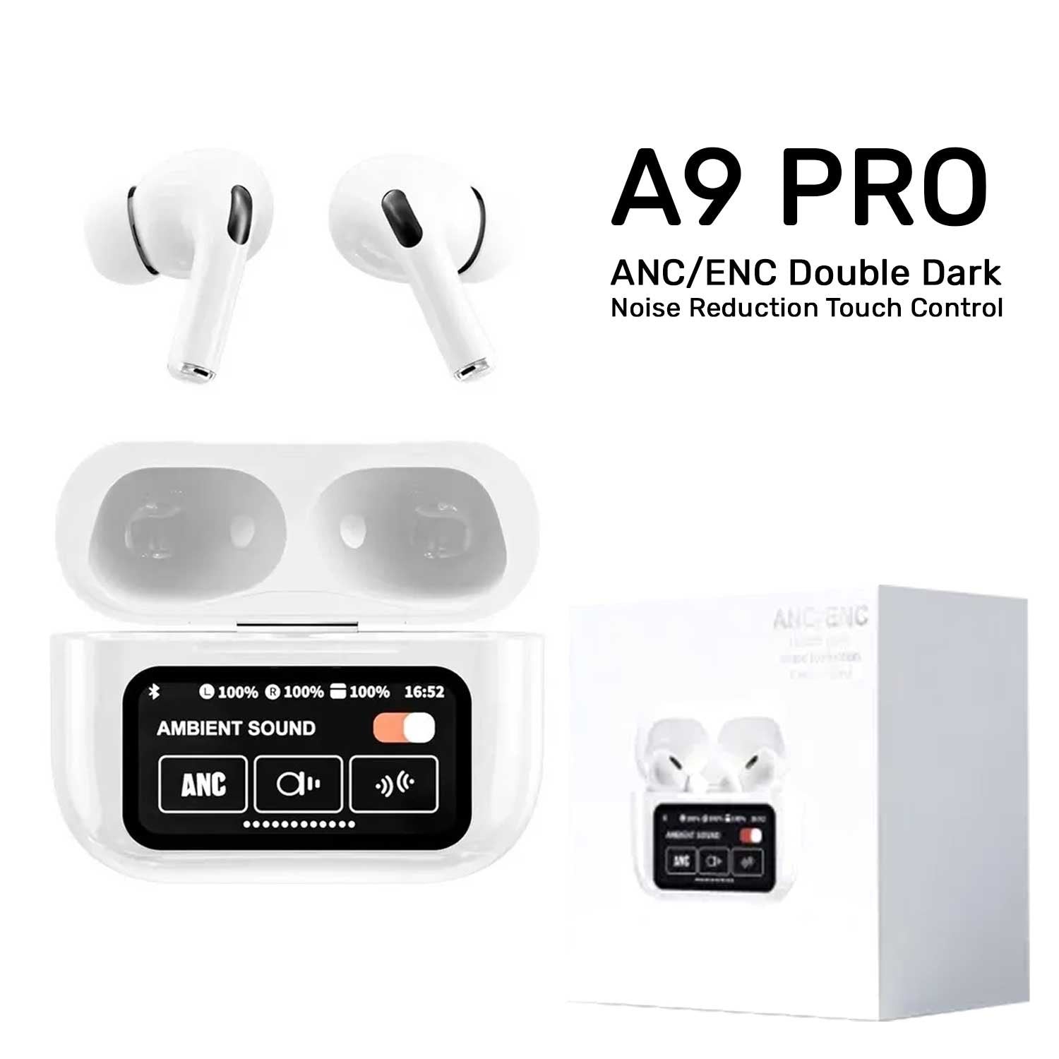 New A9 Pro Earbuds with Smart Touch Control